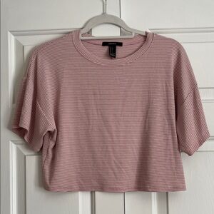 Forever 21 Pink Striped Short Sleeve Tee